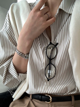 セッターストライプオーバーサイズシャツ
