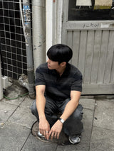 Peak stripe collar t-shirt