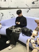 ラフィチェックレイヤードワイドパンツ 2C