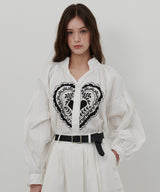 HEART PRINT VOLUME SHIRT [WHITE]
