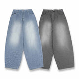 Wide Stripe Denim Balloon Pants