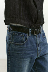 Cut-Off Full Grain Leather Belt (Black)