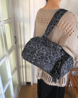 Bande Camo Leopard Stud Baguette Shoulder Bag