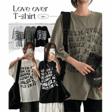 I Love Rounding Lettering Oversized Fit Short Sleeve Tee
