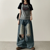 Rocklet color raglan short-sleeve t-shirt