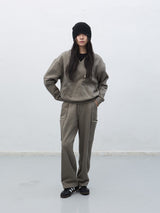 ステッチVネックスウェットフードTシャツ