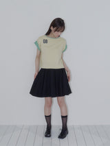 ボタンダブルスリーブレスTシャツ (イエロー)