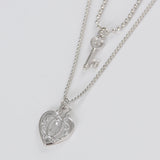 2way Heart lace key&lock necklace