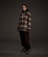 W COZY HAIRY CHECK JACKET NAVY