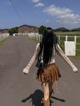 Hippie eyelet belt skirt