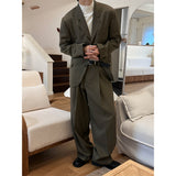 [SET UP가능] Deep one tuck wide slacks(2color)