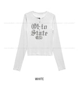 ステートクラックレタリングボタン長袖Tシャツ