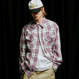 03s plaid western shirt purple