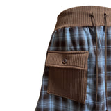 (2color) Knit Pocket Check Mini Skirt