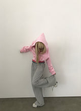 [FLEECE]クリスタルドットクロップドフードジップアップ