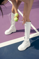 Lace-Up Walker Boots(White)