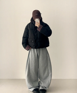 Daring checkered lining point short padded coat