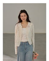 Antique Crochet Punching Long Sleeve Cardigan
