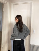 アメリ―レザーパッチヘンリーネックニット (5color)