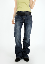 back rivet boots cut denim pants