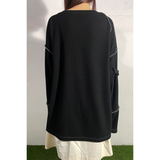 SLIP NECK OVERLOCKED TOP : BLACK