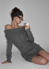 [MADE] Air wool off-shoulder cable knit dress (Wool 80%)