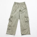 Washing Cotton Cargo Banding Pants Vintage Khaki