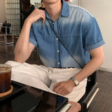 LMN Labo cut brush short-sleeved denim shirt (2 colors)