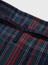 Pleated Wraparound Skirt Navy Check