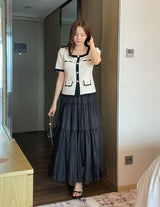 Eloa Square Color Matching Button Cardigan