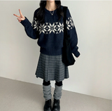 Bomi A-line pleated check midi skirt 