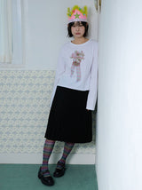 コサージュポイントスリム長袖Tシャツ
