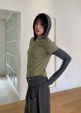 RIVET STRIPE HOOD TEE