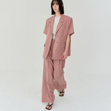THREE PINTUCK SUMMER WOOL PANTS (PINK)