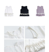 Contrast Ruffle Hem Sleeveless Top