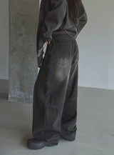 Kench incisional balloon denim pants