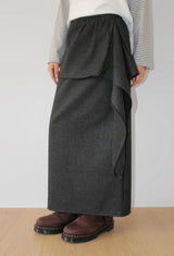 (WOOL) TIE STRAP LAYERED SKIRT
