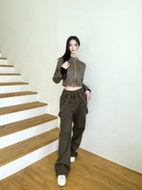 1059. Star stud suede crop jk (2color)