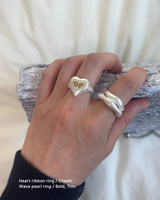 Wave Pearl Ring SET (2 piece)