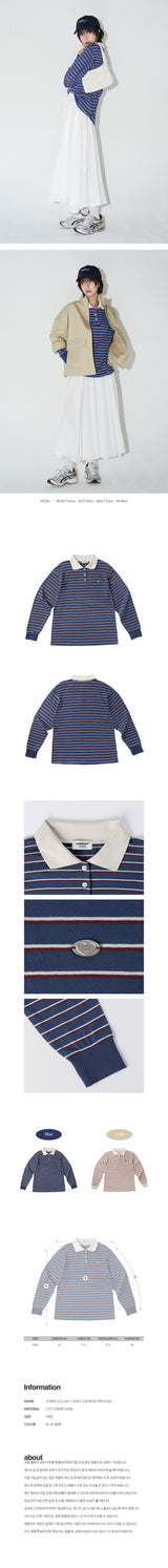 STRIPE COLLAR T-SHIRT  (Blue)