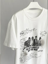レタリングバンドルーズフィットショートスリーブtシャツ