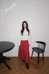 Beagle accentuated shirring frill long-sleeved shirt