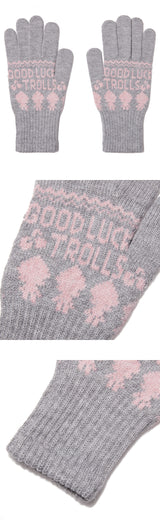 TROLLS JACQUARD KNIT TOUCH GLOVES - MELANGE GRAY