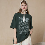 マルチーズクルーライングラフィック半袖Tシャツ