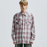 03s plaid western shirt purple
