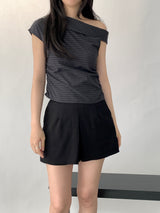 Sebit Check One-Off-Shoulder Blouse