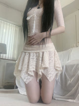 Maron lace unbal skirt (ivory)