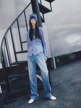 Tapered Round Denim Pants Indigo