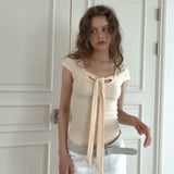 Via latea tie T-shirts (peach)