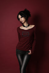 レースフレームTシャツ #ワイン